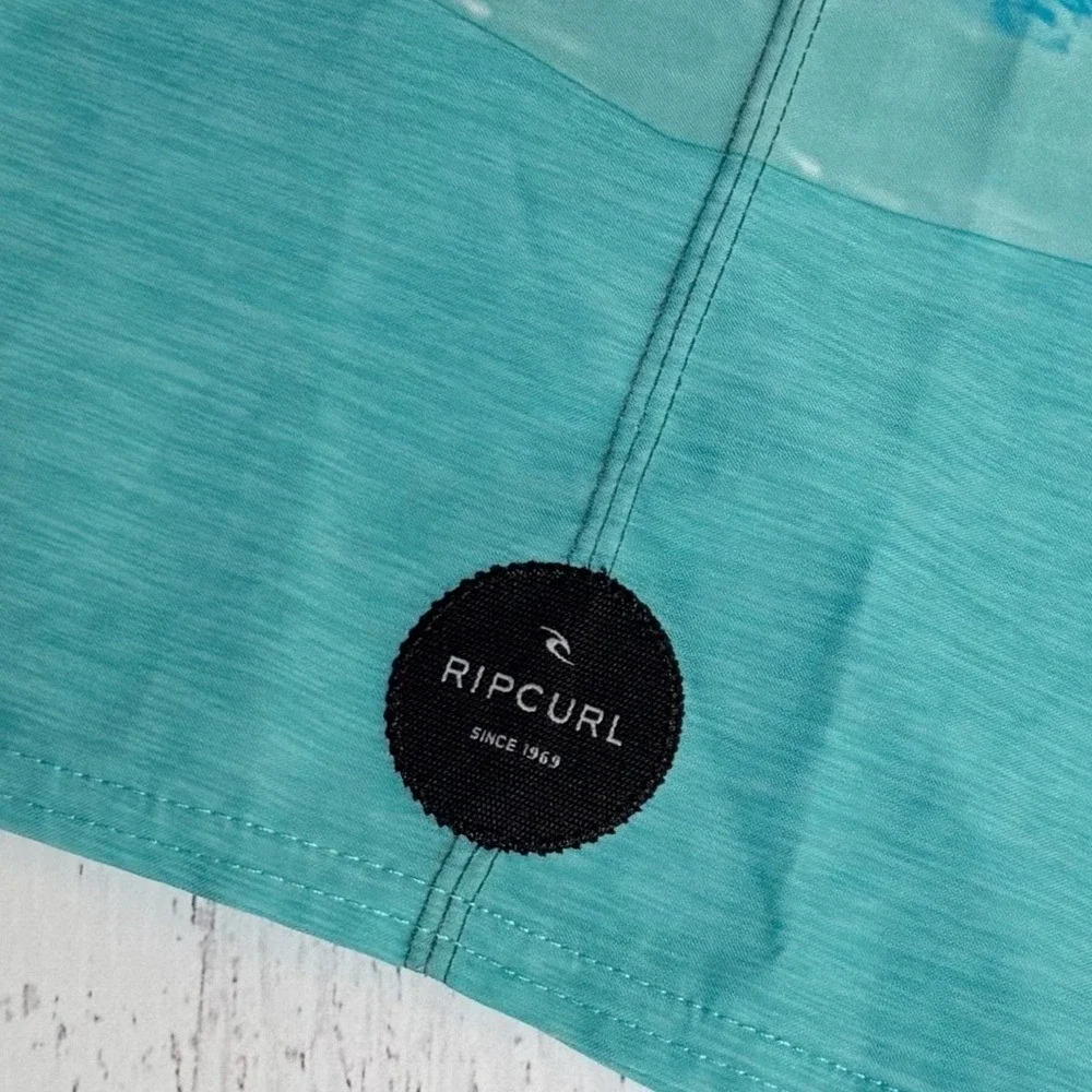 Rip Curl Mens 38 Board Shorts Blue Brown Surf Swim Trunks Quick Dry Beach